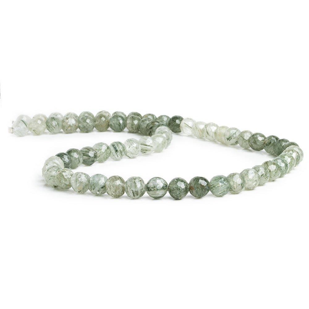 Green Tourmalinated Quartz Faceted Round Beads 15 inch 60 pieces - The Bead Traders