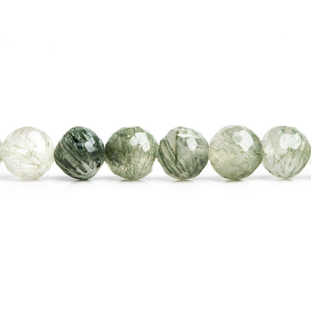 Green Tourmalinated Quartz Faceted Round Beads 15 inch 60 pieces - The Bead Traders