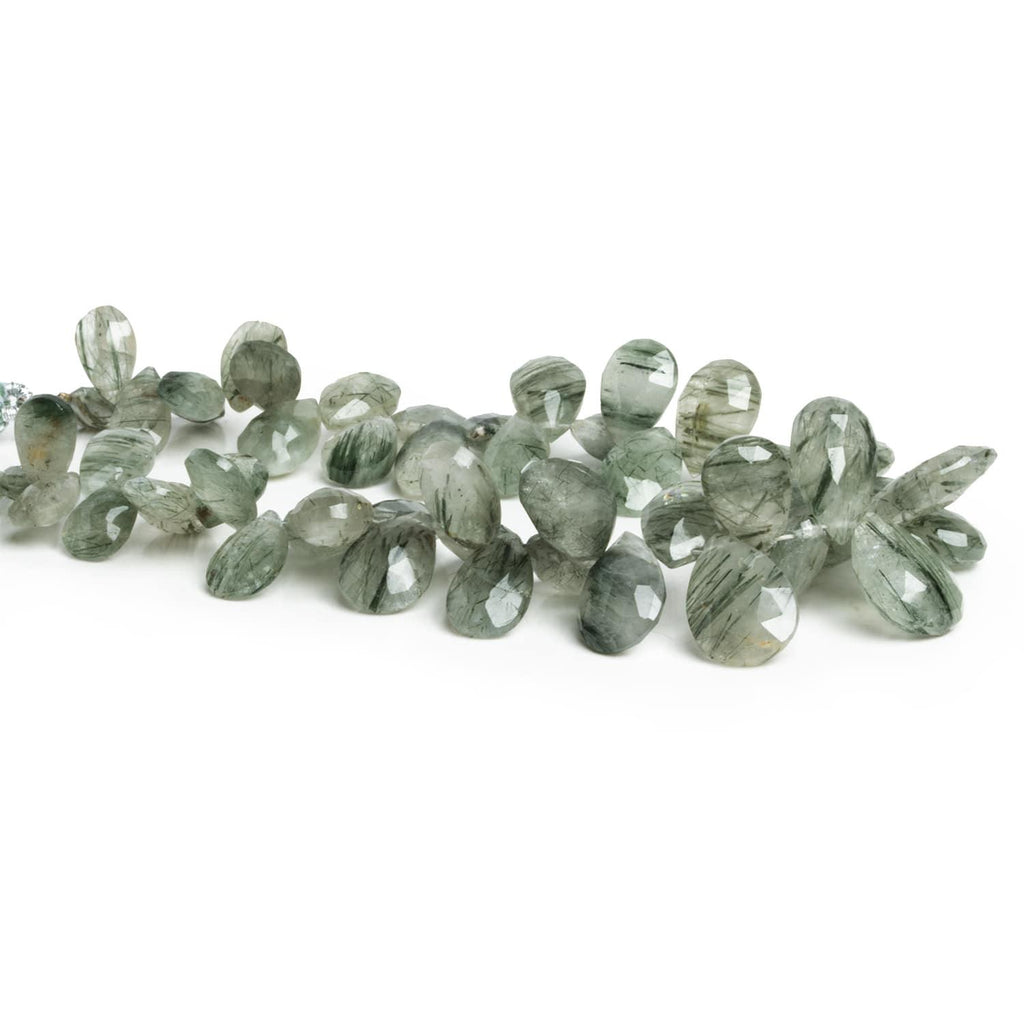 Green Tourmalinated Quartz Pears 8 inch 58 beads - The Bead Traders