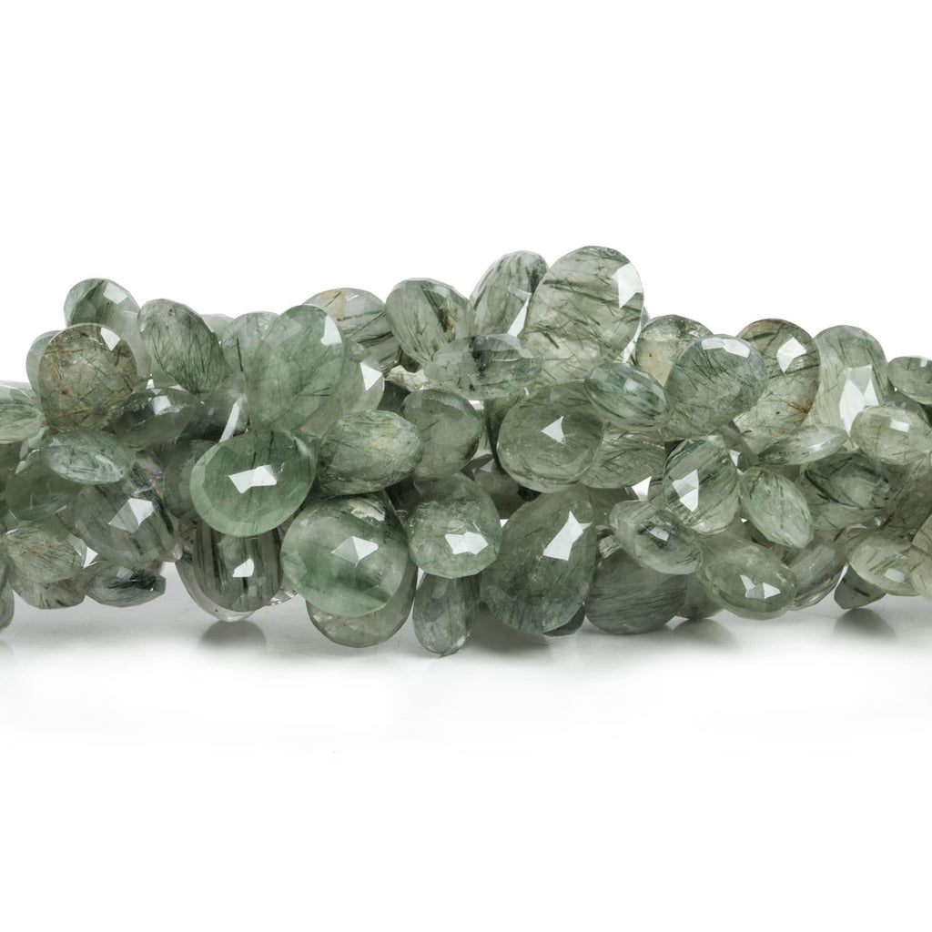 Green Tourmalinated Quartz Pears 8 inch 58 beads - The Bead Traders