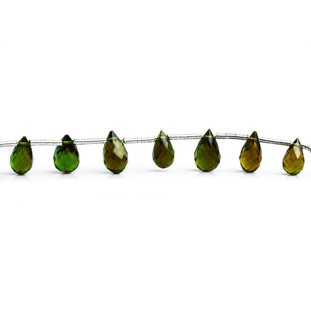 Green Tourmaline Faceted Teardrop Beads 7 inch 23 pieces - The Bead Traders