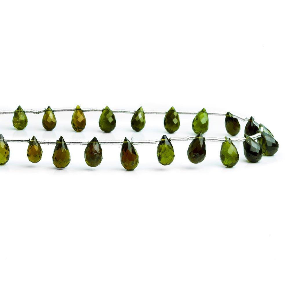 Green Tourmaline Faceted Teardrop Beads 7 inch 23 pieces - The Bead Traders