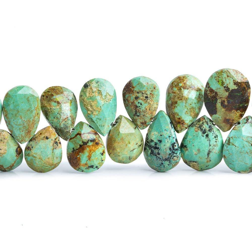Green Turquoise Faceted Pear Beads 8 inch 48 pieces - The Bead Traders