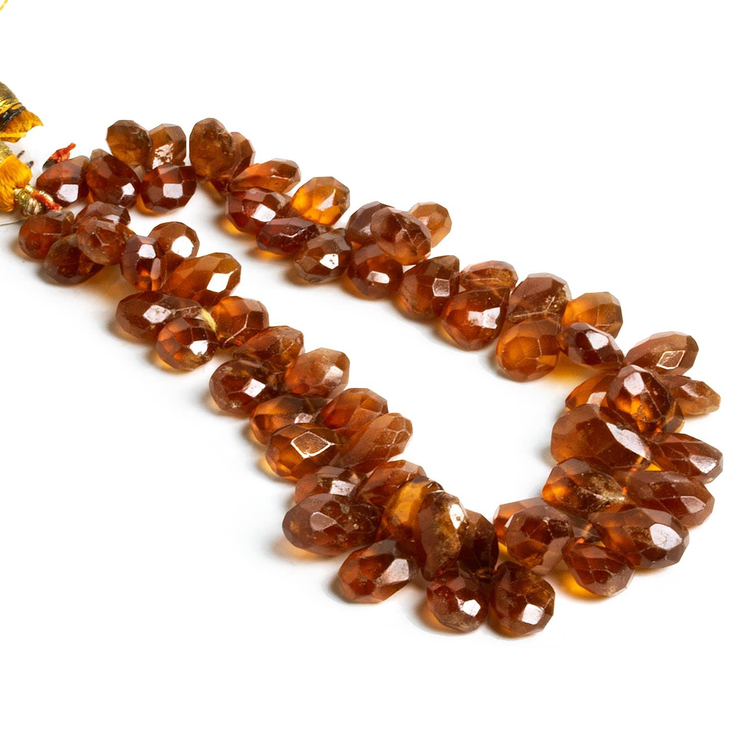 Hessonite Handcut Faceted Pears 7 inch 50 pieces - The Bead Traders