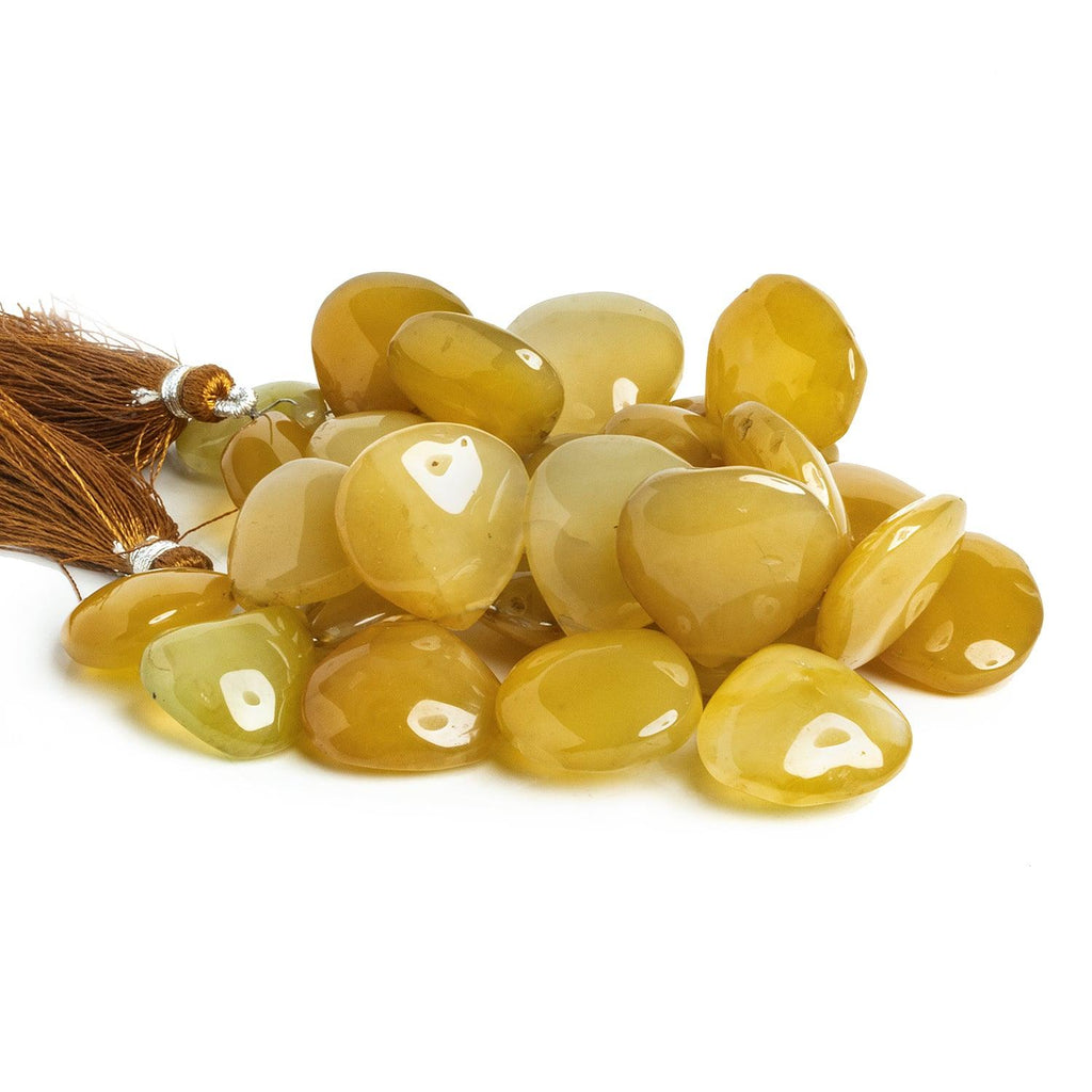 Honey Yellow Chalcedony Plain Hearts 7 inch 24 beads - The Bead Traders