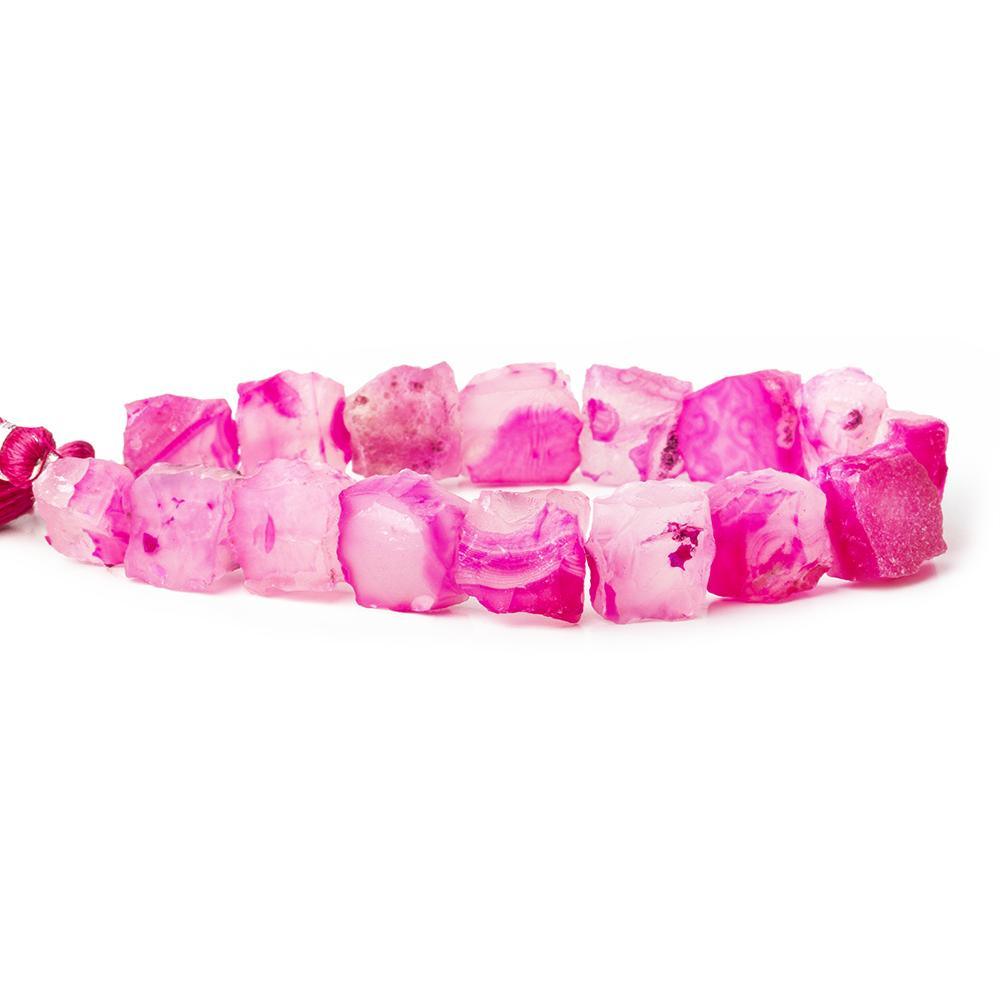 Hot Pink Shaded Agate Hammer Faceted Square beads 8 inch 16 pieces - The Bead Traders