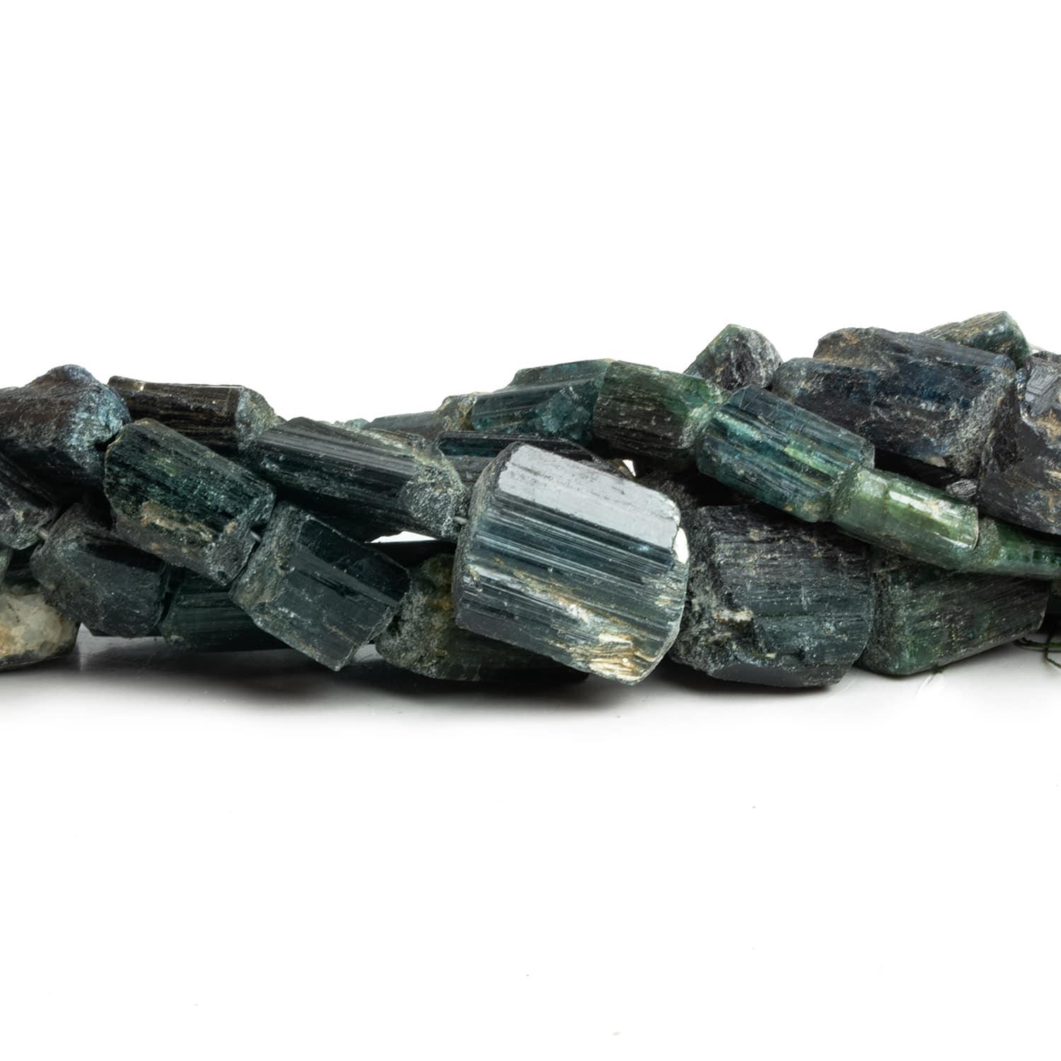 Indicolite Tourmaline Natural Crystals 15 inch 23 beads - The Bead Traders