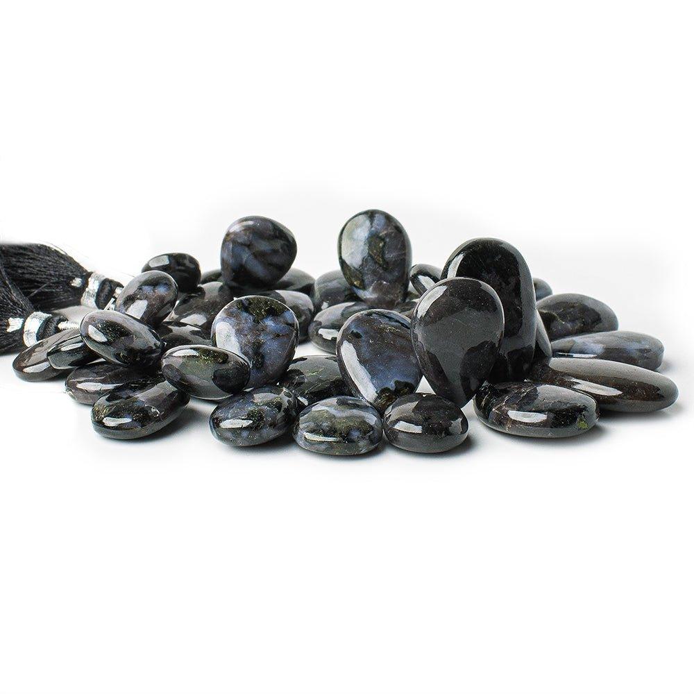 Indigo Gabbro plain pear beads 7 inch 38 pieces 13x11mm - 23x14mm - The Bead Traders