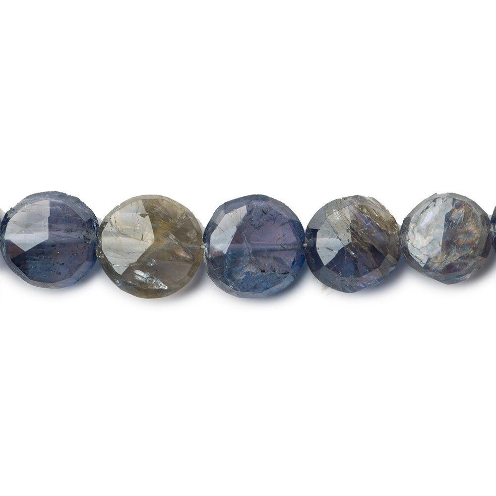 Iolite Faceted Coin Beads, 8 inch, 8-11mm diameter, 22 pieces - The Bead Traders
