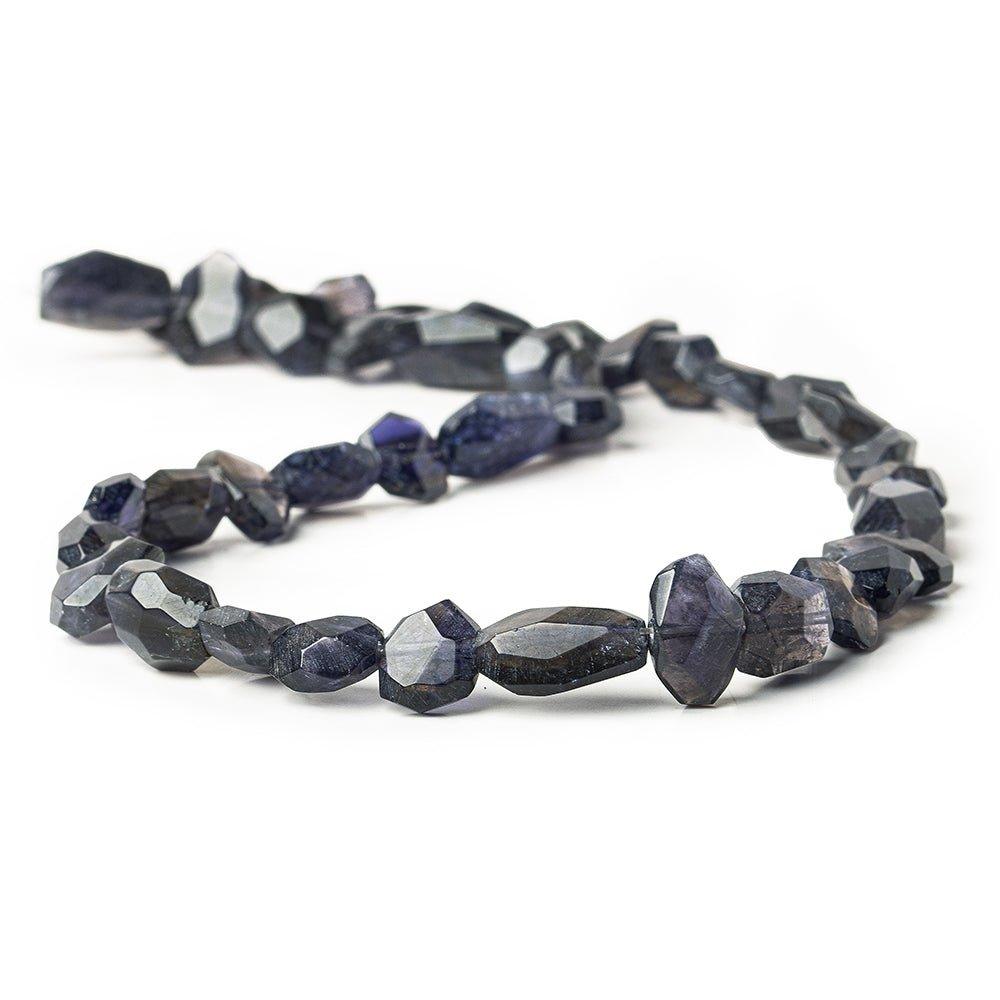 Iolite faceted nuggets side & straight drilled 16 inch 45 beads 7x7-14x8mm - The Bead Traders