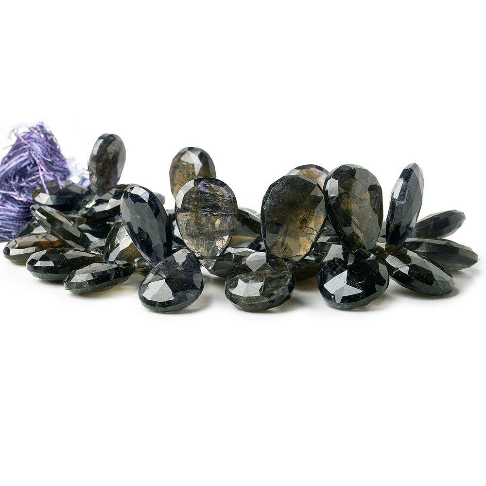 Iolite faceted pear beads 8 inch 40 pieces - The Bead Traders