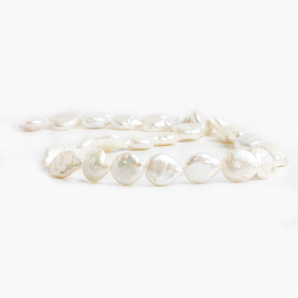 Iridescent Off White Coin Freshwater Pearl 16 inch 28 pieces 10-11 mm - The Bead Traders