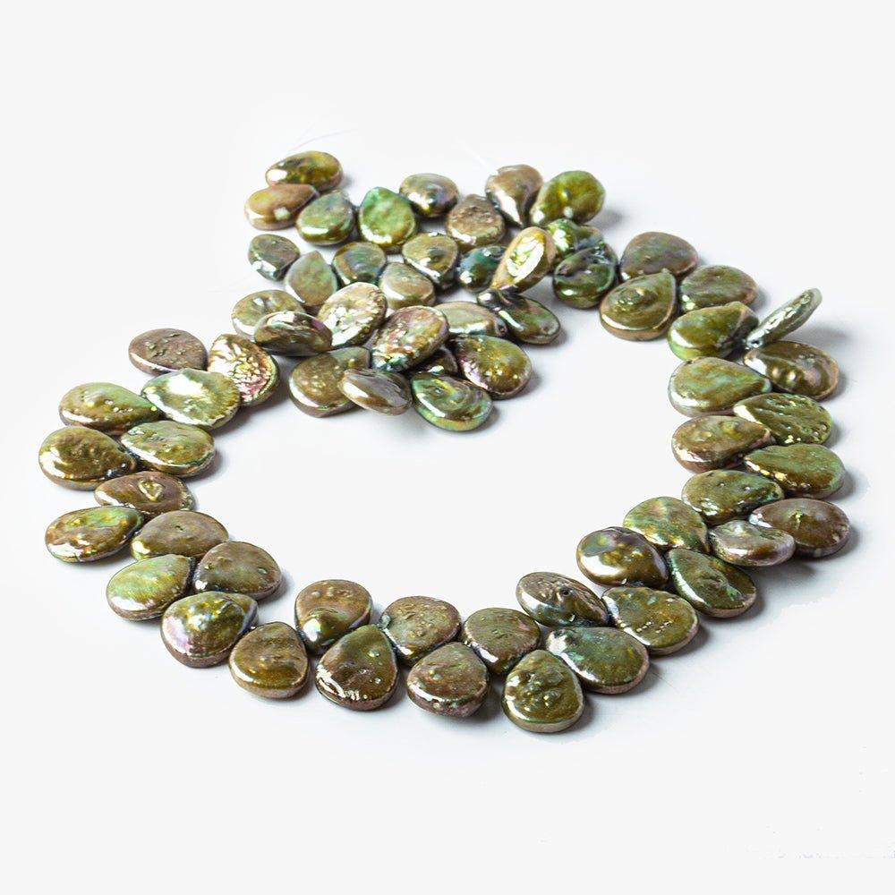 Iridescent Sage Freshwater Pearls Top Drilled Flat Pears - The Bead Traders