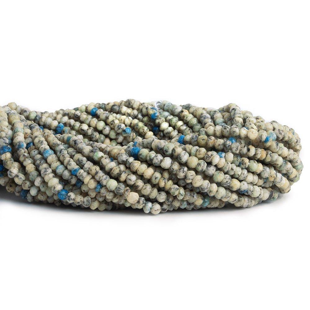 K2 Azurite Granite Faceted Rondelle Beads 12 inch 145 pieces - The Bead Traders