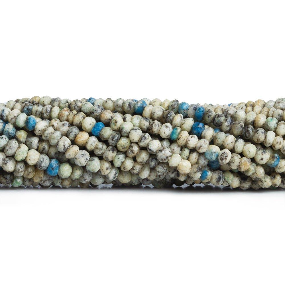 K2 Azurite Granite Faceted Rondelle Beads 12 inch 145 pieces - The Bead Traders