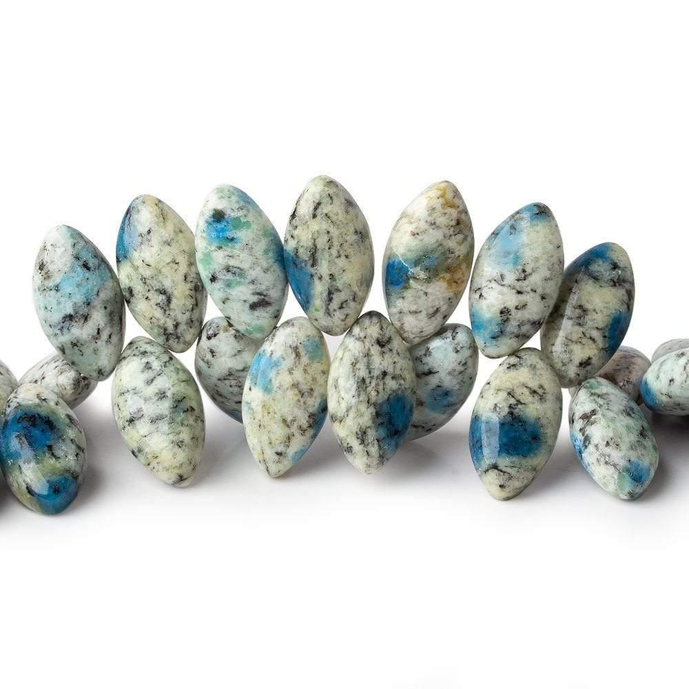 K2 Azurite Granite "K2 Jasper" plain marquise beads 8 inch 55 pieces - The Bead Traders