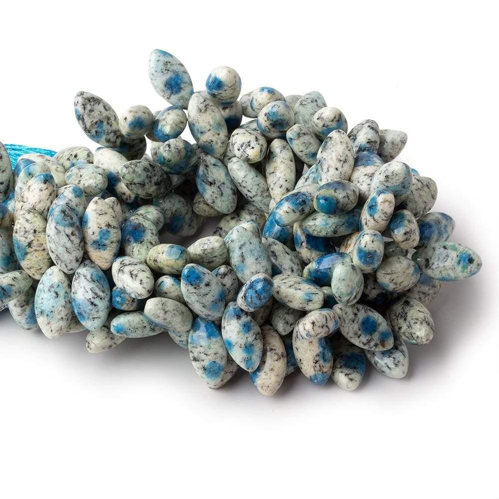 K2 Azurite Granite "K2 Jasper" plain marquise beads 8 inch 55 pieces - The Bead Traders