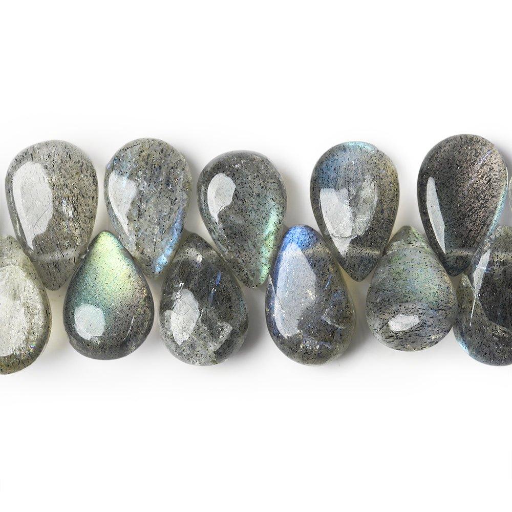 Labradorite Beads Plain 7x5-9x6mm Pears, 9" length, 58 pcs - The Bead Traders