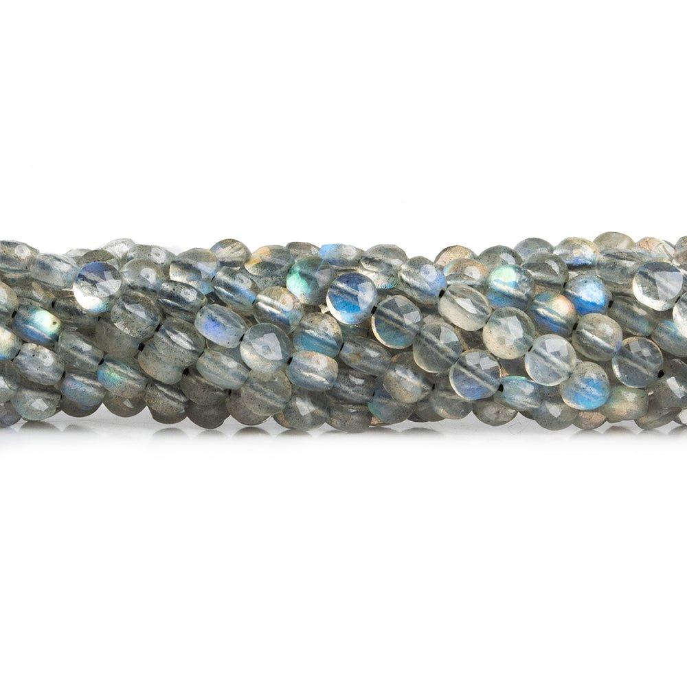 Labradorite checkerboard calibrated faceted coins 12 inch 85 pieces - The Bead Traders