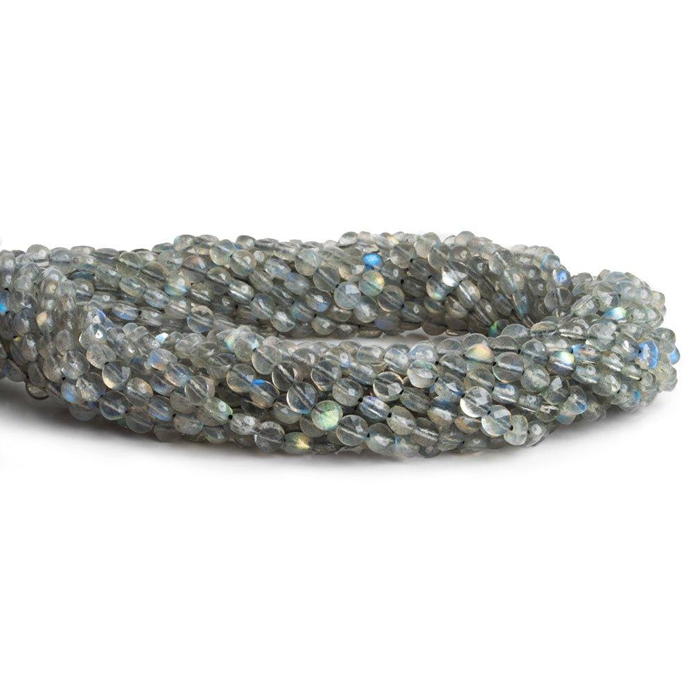 Labradorite checkerboard calibrated faceted coins 12 inch 85 pieces - The Bead Traders