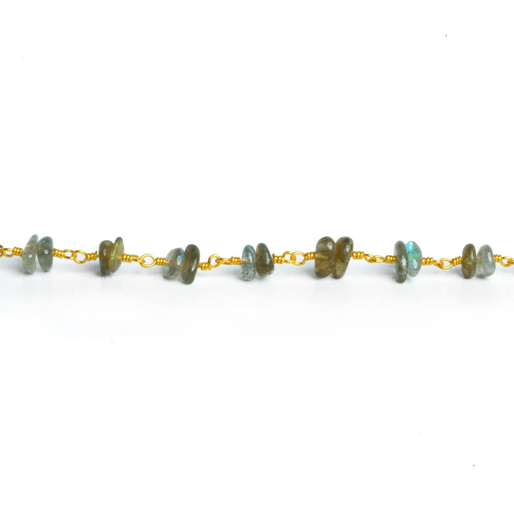 Labradorite Double Nugget Gold Chain 60 pieces - The Bead Traders