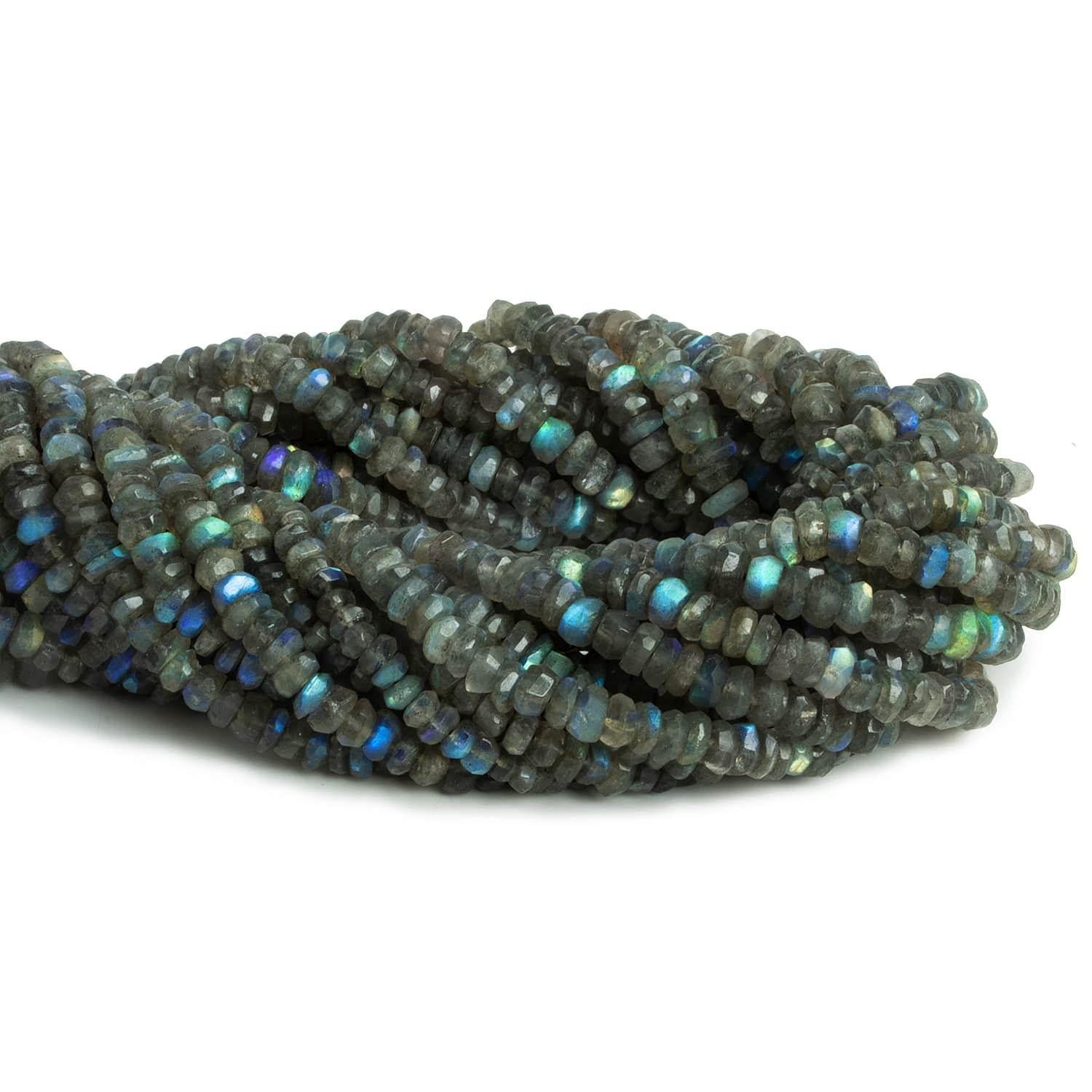 Labradorite Faceted Rondelles 14 inch 125 beads - The Bead Traders