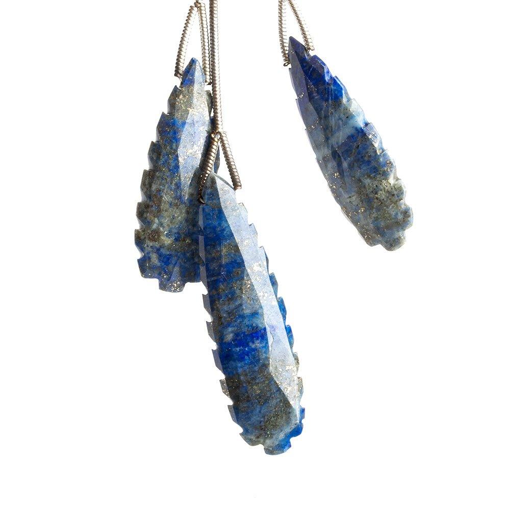 Lapis Lazuli Scalloped Edge Faceted Pear Focal Bead 3 Pieces - The Bead Traders