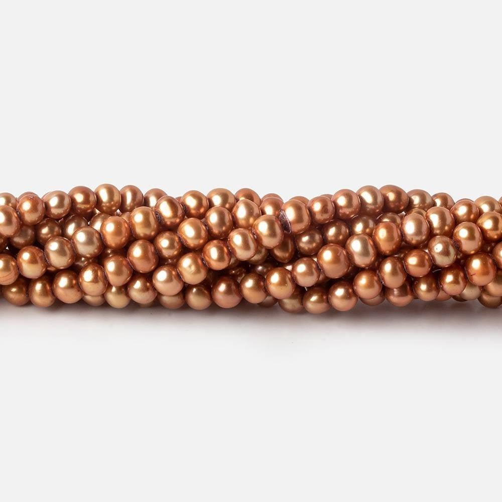 Latte Brown Off Round Freshwater Pearls 96 pieces 4x3mm average - The Bead Traders