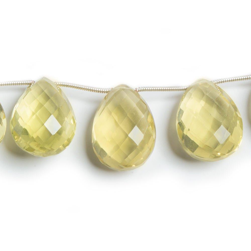 Lemon Quartz Faceted Pear Briolette Beads, 8" length, 12x9-23x16mm, 13 pcs - The Bead Traders
