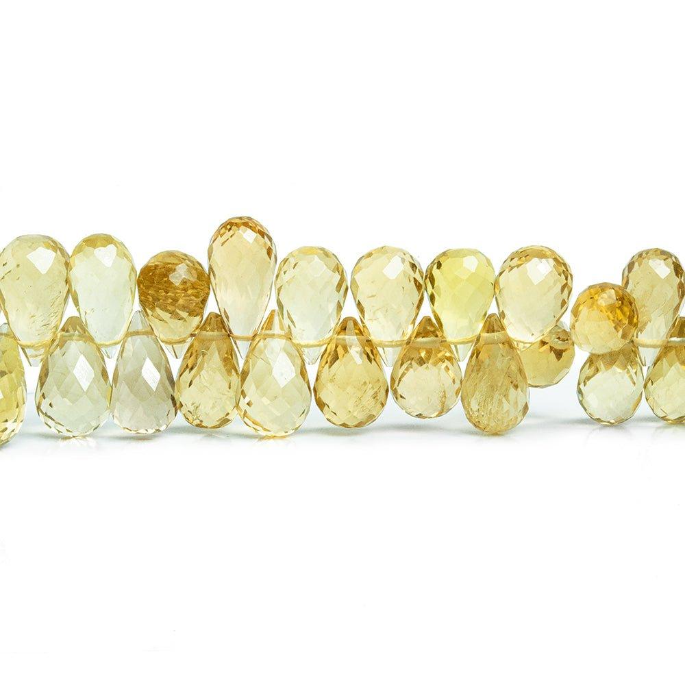 Lemon Quartz Faceted Teardrop Beads 8 inch 70 pieces - The Bead Traders