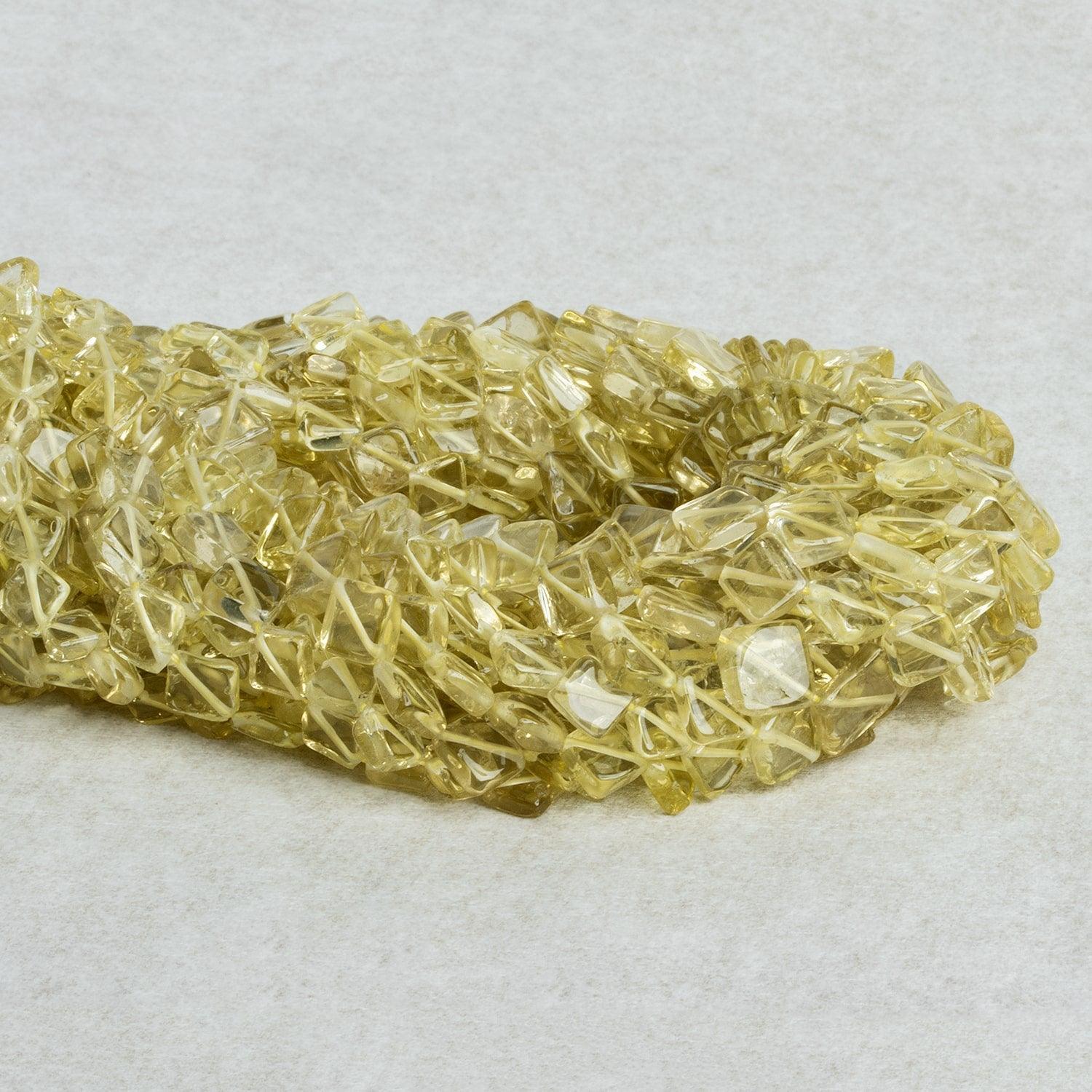 Lemon Quartz Plain Diamond Beads 13 inch 50 pieces - The Bead Traders