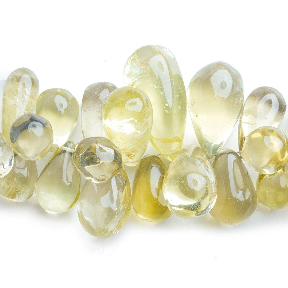 Lemon Quartz Plain Teardrop Beads 7 inch 55 pieces - The Bead Traders