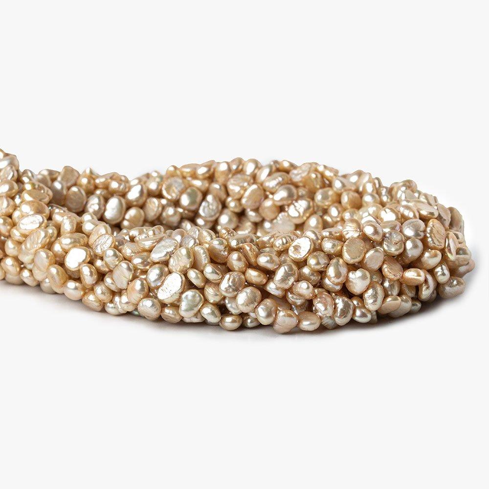 Light Mocha Beige Baroque Flat Freshwater Pearls 16 inch 87 pieces 5x4-6x4mm - The Bead Traders