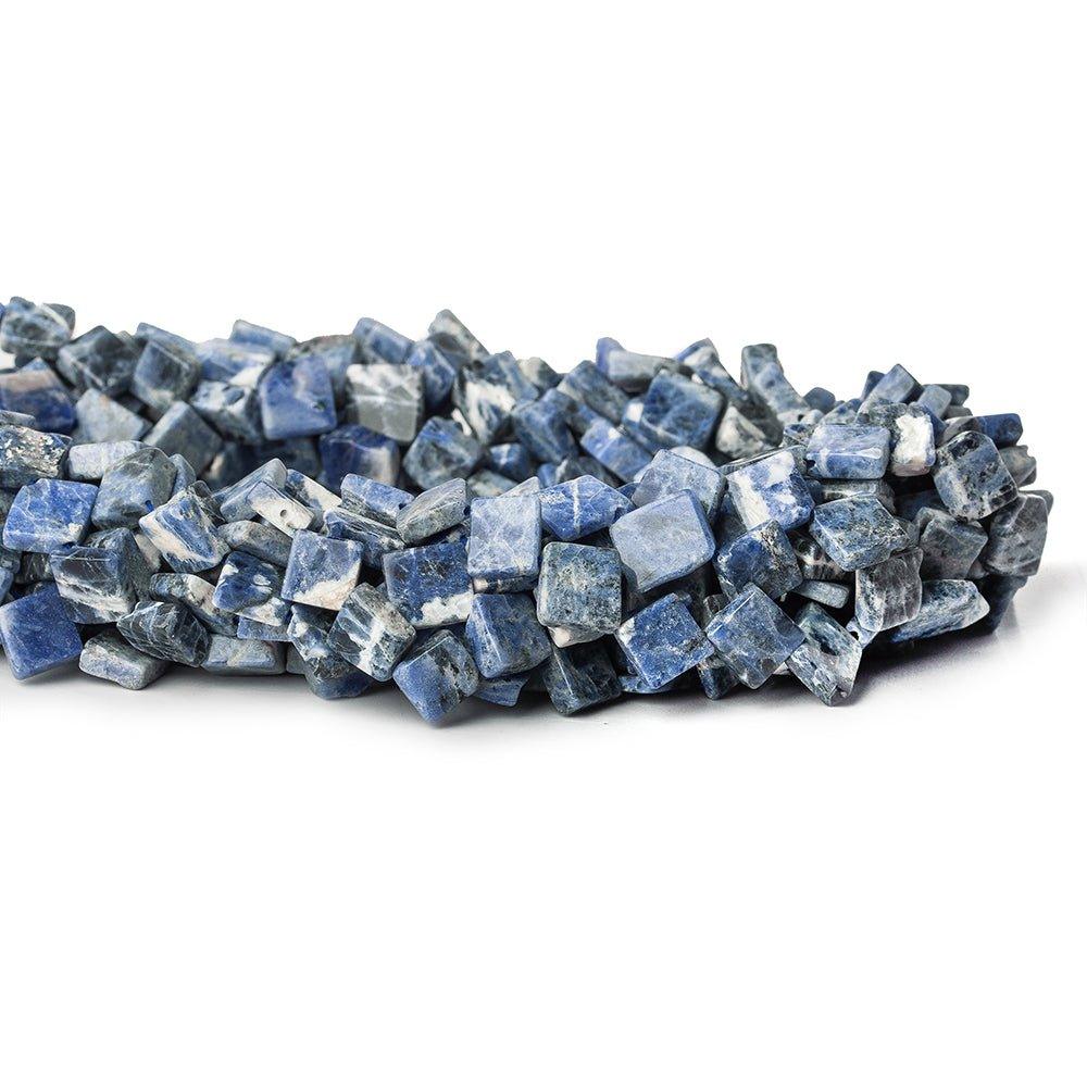 Light Sodalite plain corner drilled squares 14 inch 49 beads 7x7mm - 8x8mm - The Bead Traders