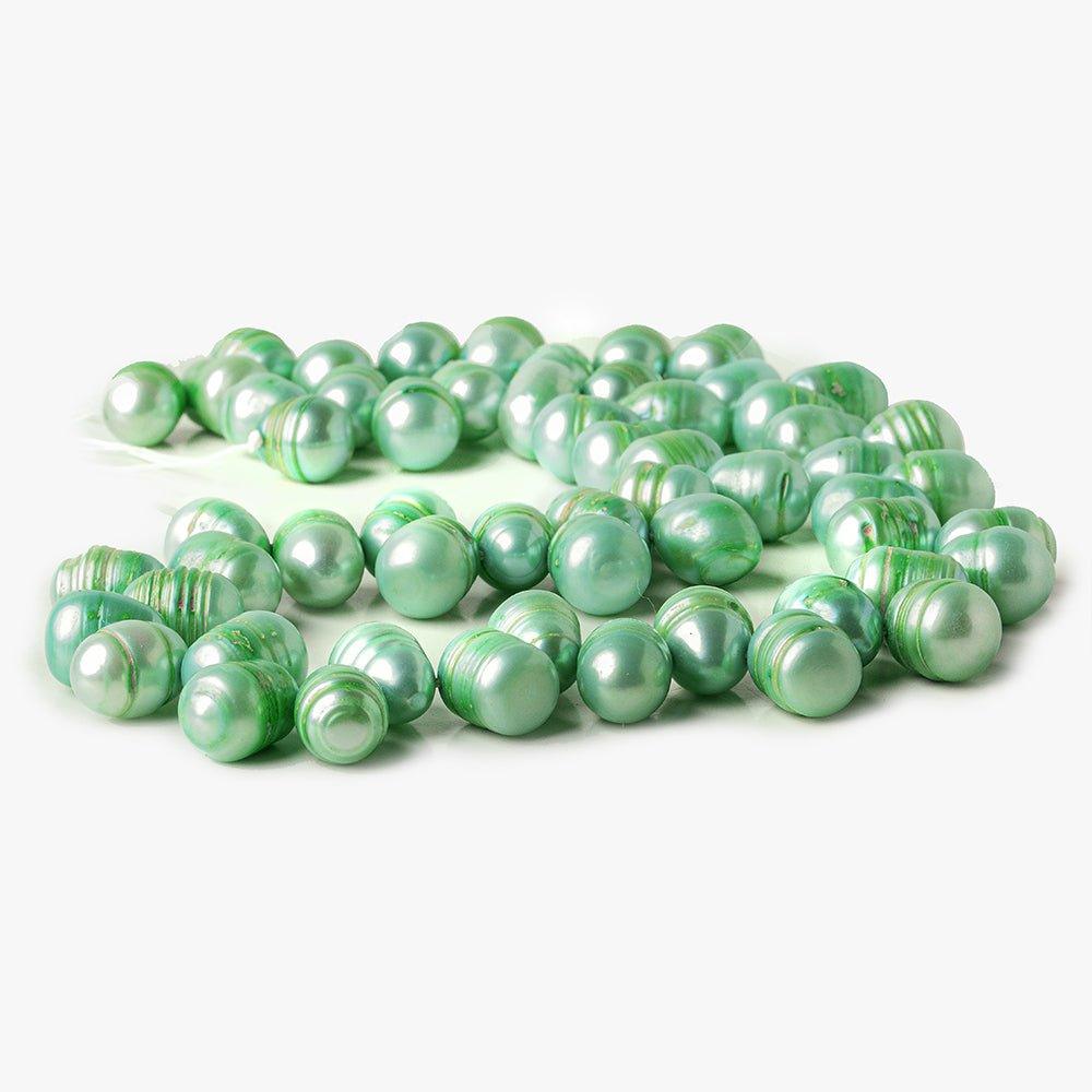 Lime Green Top Drilled Baroque Freshwater Pearl Strand 59 pieces 8-9mm diameter - The Bead Traders