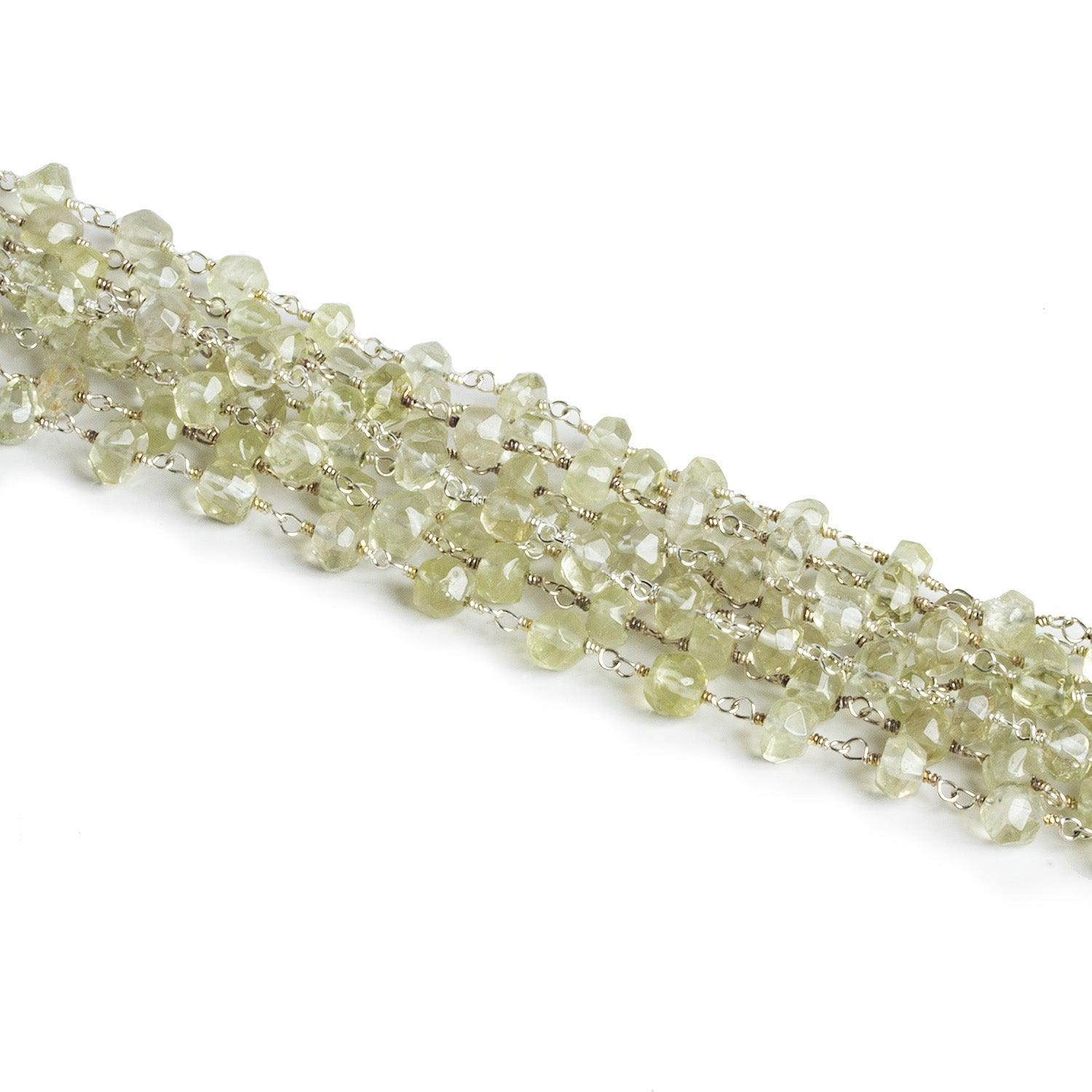 Lot of 12ft - 5mm Lemon Quartz Rondelle Silver Chain - The Bead Traders