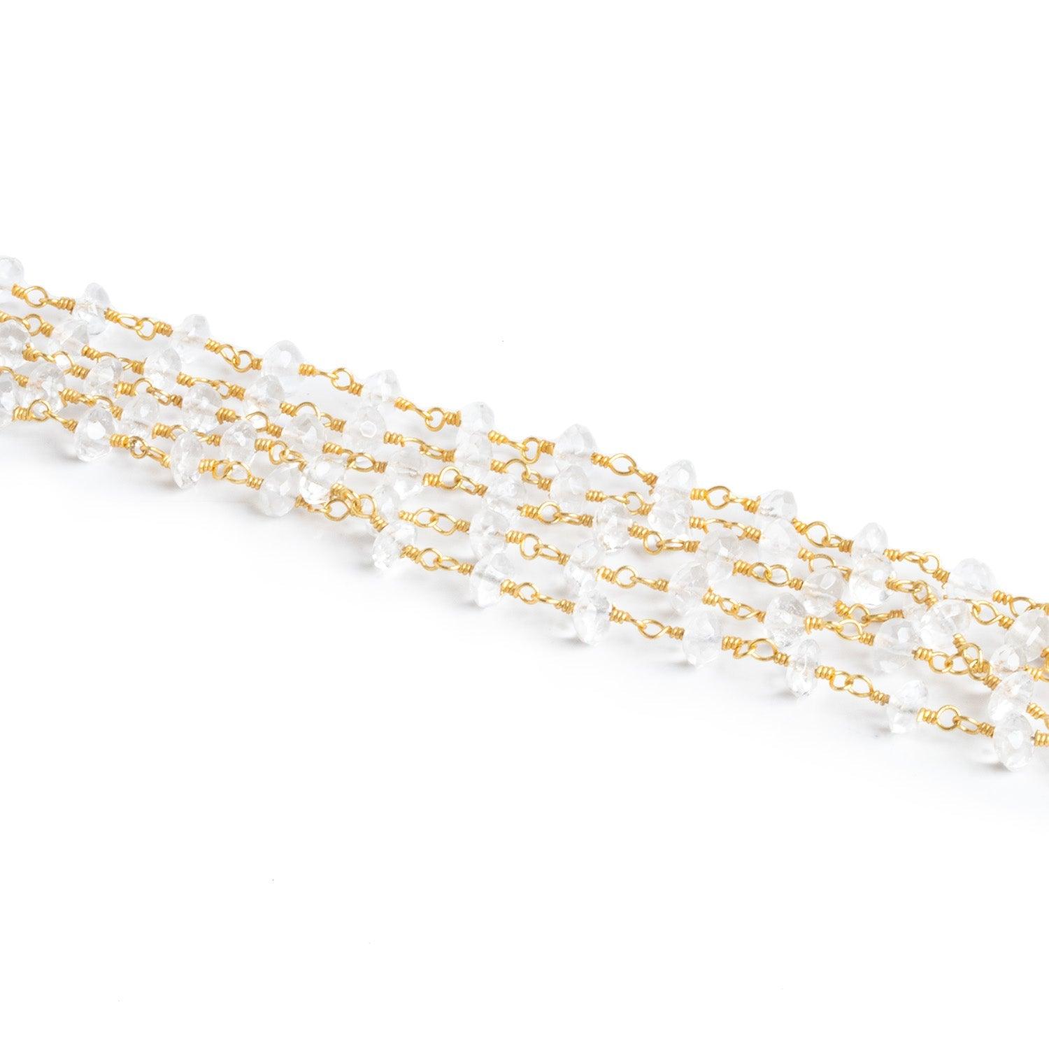 Lot of 6 - 4mm Crystal Quartz Gold Chain - The Bead Traders
