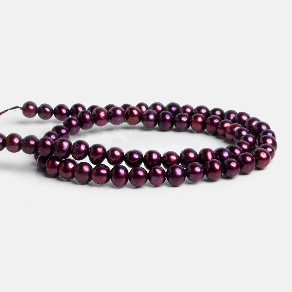 Magenta Purple Off Round Freshwater Pearl Strand 16 Inch 68 pieces - The Bead Traders