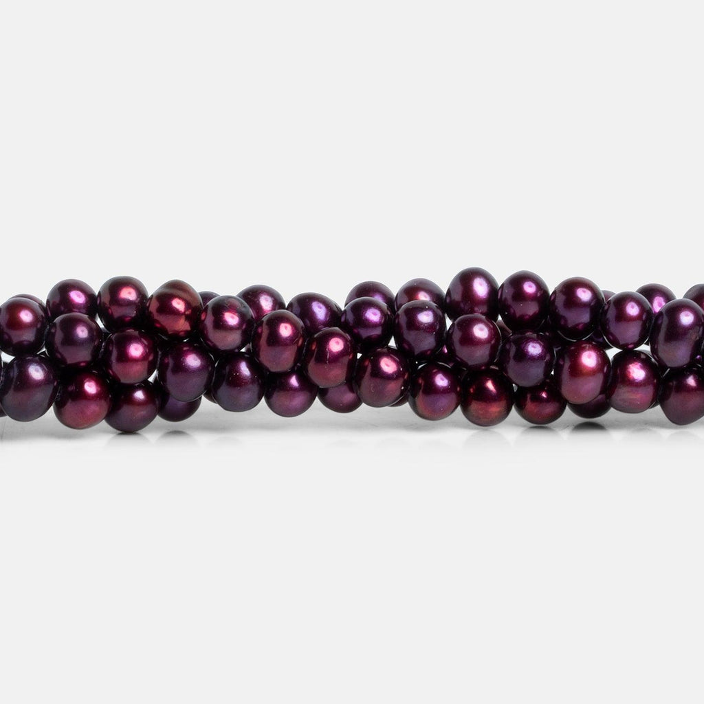 Magenta Purple Off Round Freshwater Pearl Strand 16 Inch 68 pieces - The Bead Traders