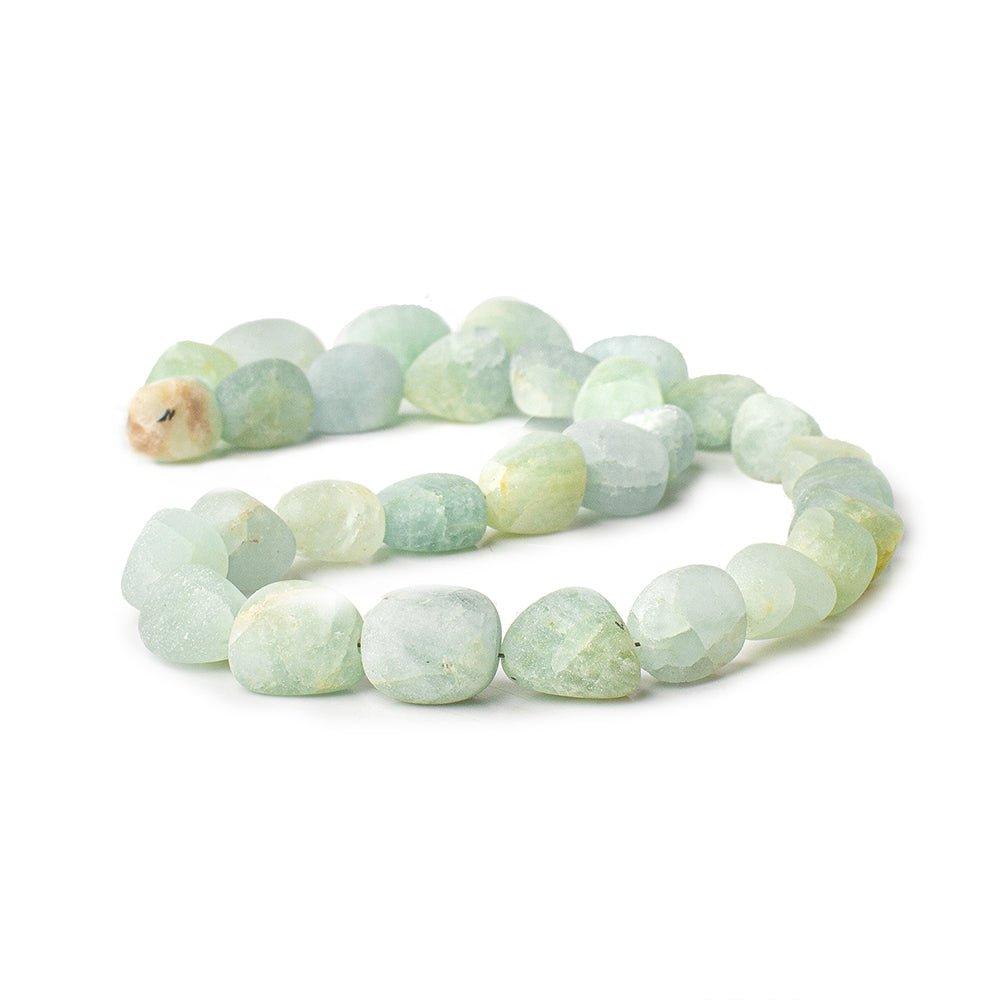 Matte Aquamarine Beryl plain nugget beads 12 inch 23 beads 8x8x7-11x8x8mm - The Bead Traders