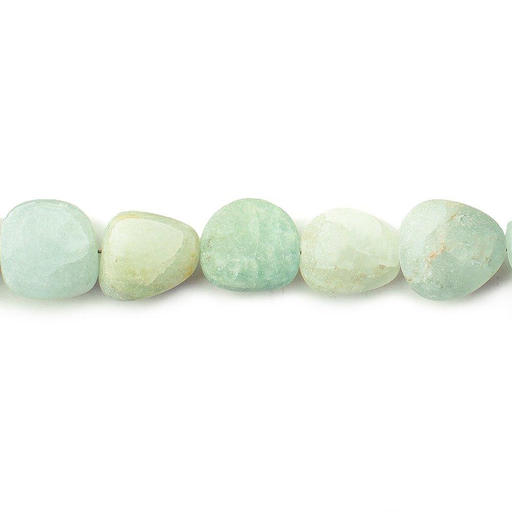 Matte Aquamarine Beryl plain nugget beads 12 inch 23 beads 8x8x7-11x8x8mm - The Bead Traders