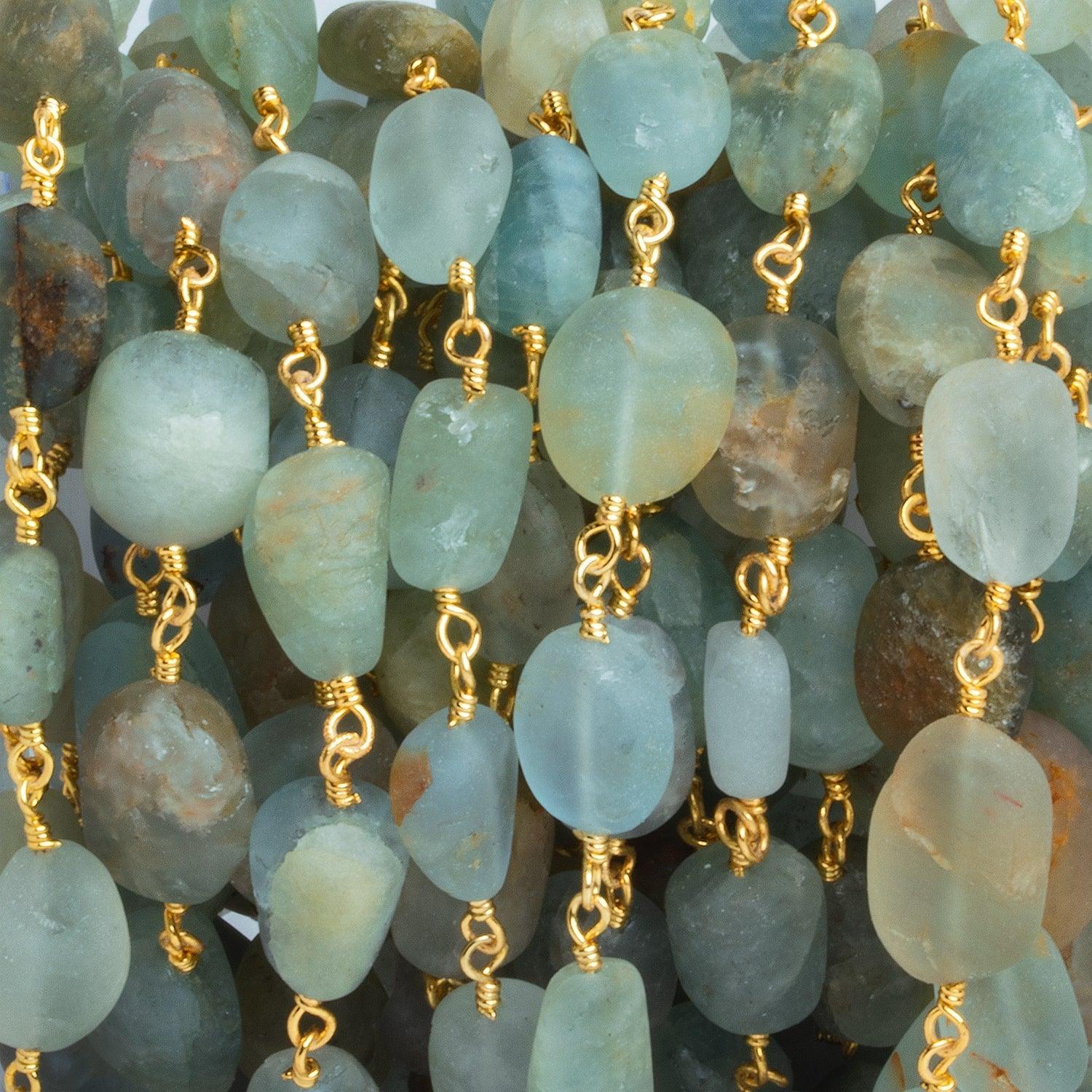 Matte Beryl plain nugget Gold plated Chain - The Bead Traders