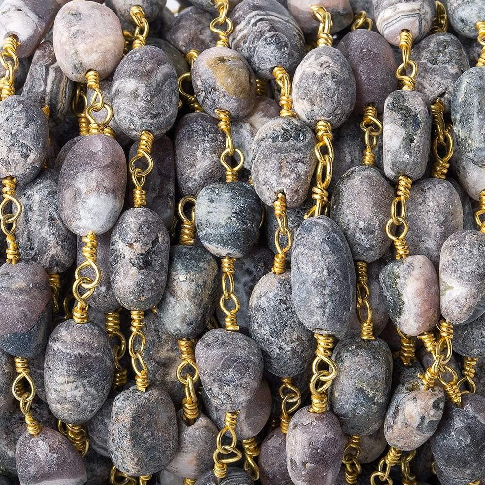 Matte Chocolate Rhodocrosite plain nugget Gold plated Chain by the foot - The Bead Traders