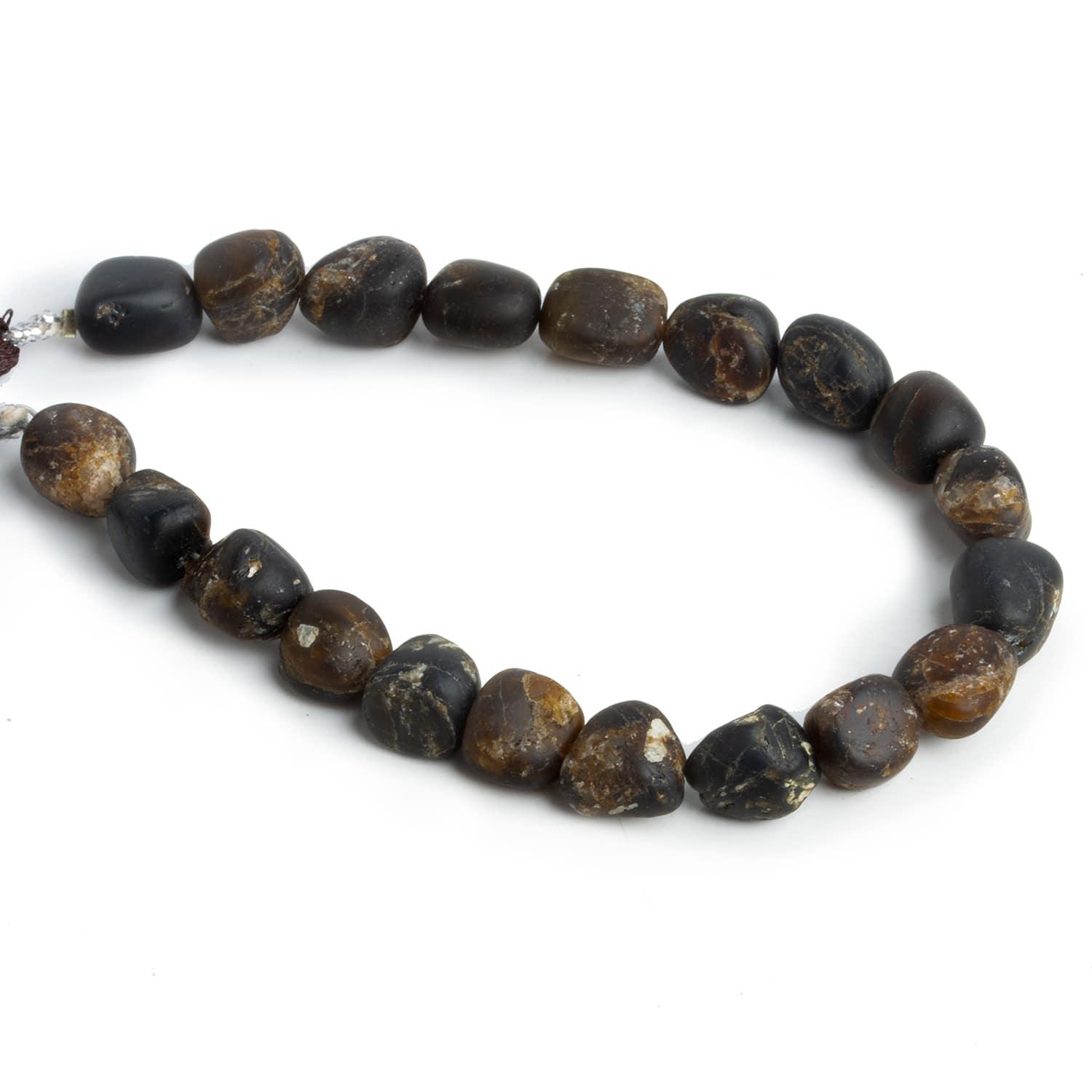 Matte Chocolate Tourmaline Nuggets 7.5 inch 18 beads - The Bead Traders