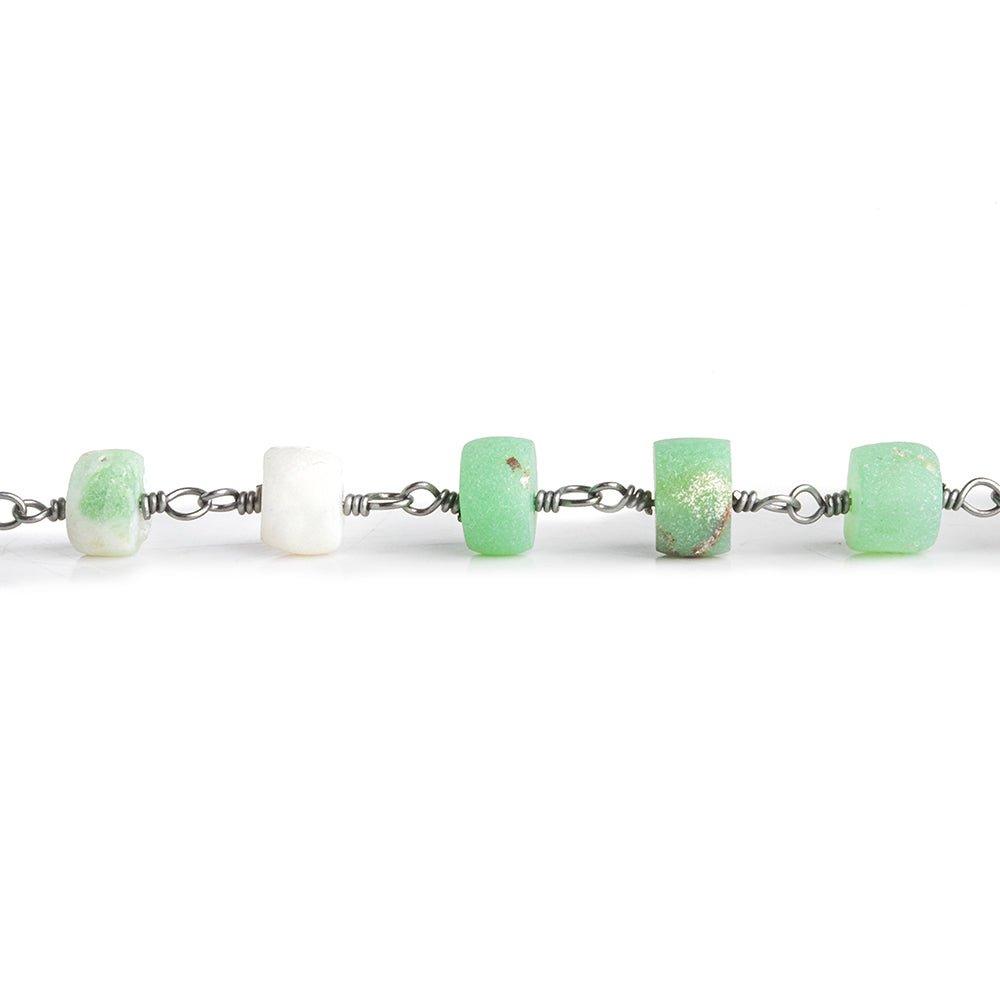 Matte Chrysoprase Heshi Black Gold Chain by the Foot 31 pieces - The Bead Traders