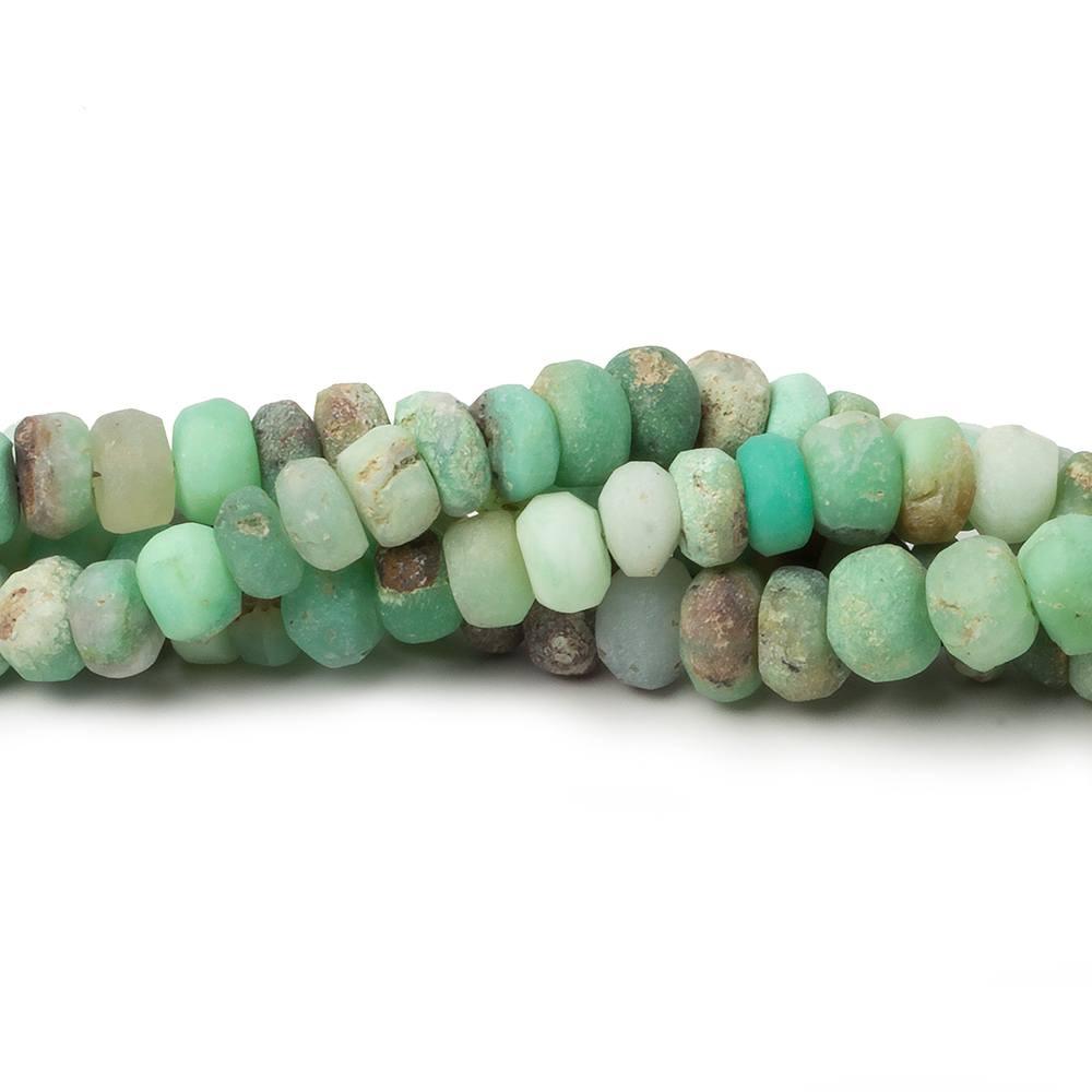 Matte Chrysoprase plain rondelle beads 7.5 inch 41 pieces - The Bead Traders