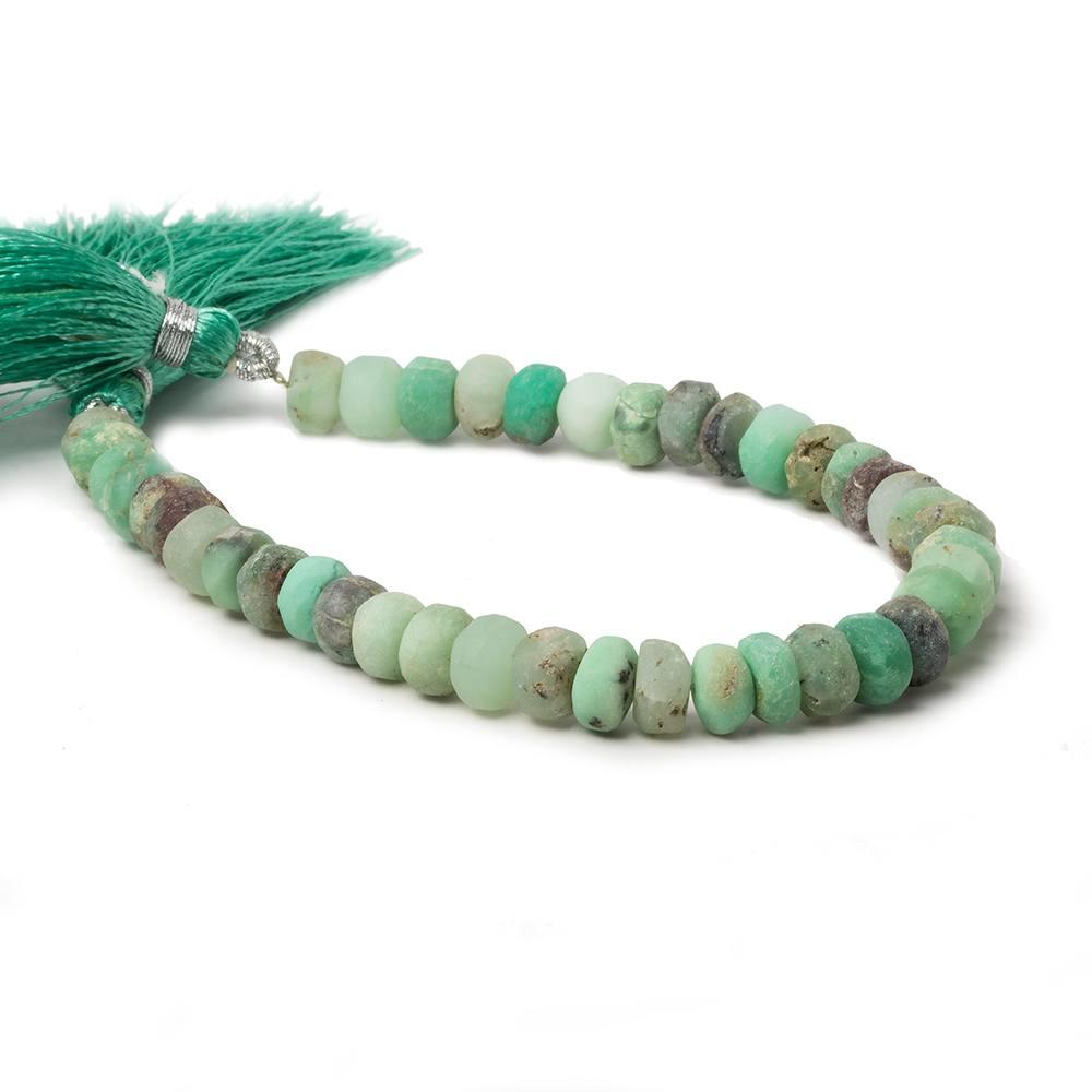 Matte Chrysoprase plain rondelle beads 7.5 inch 41 pieces - The Bead Traders