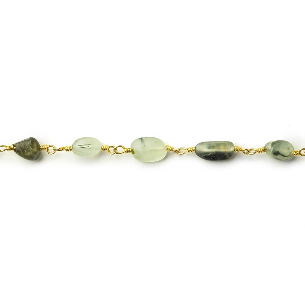 Matte Dendritic Prehnite plain nugget 22kt Gold plated Chain by the foot 6x5-7x5mm - The Bead Traders