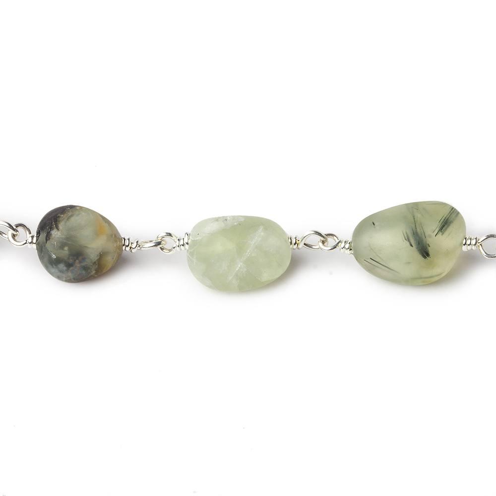 Matte Dendritic Prehnite plain nugget Silver plated Chain by the foot - The Bead Traders