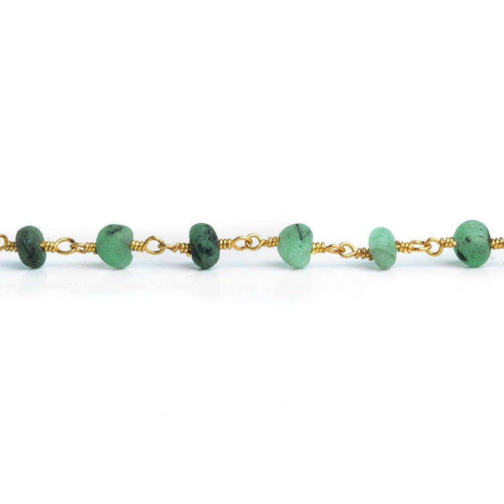 Matte Emerald Plain Rondelle Gold Plated Chain by the Foot 30 pieces - The Bead Traders